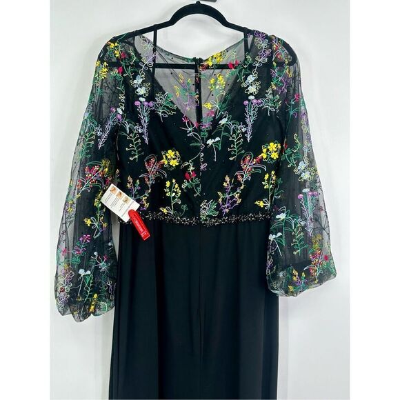 Mac Duggal NWT size 12 black EMBROIDERED ILLUSION GOWN style 79479 - Picture 13 of 16